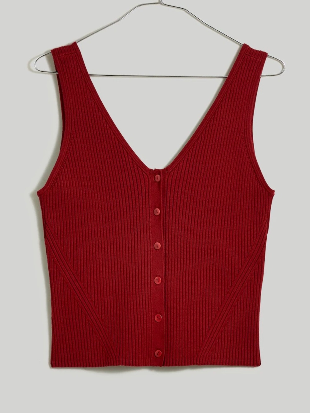 Madewell The Signature Knit Button-Front Sweater Tank In Red Size S